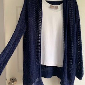 Gap open-front loose knit cardigan (Navy-Med)